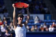 Liudmila Samsonova at the 2022 Toray Pan Pacific Open.